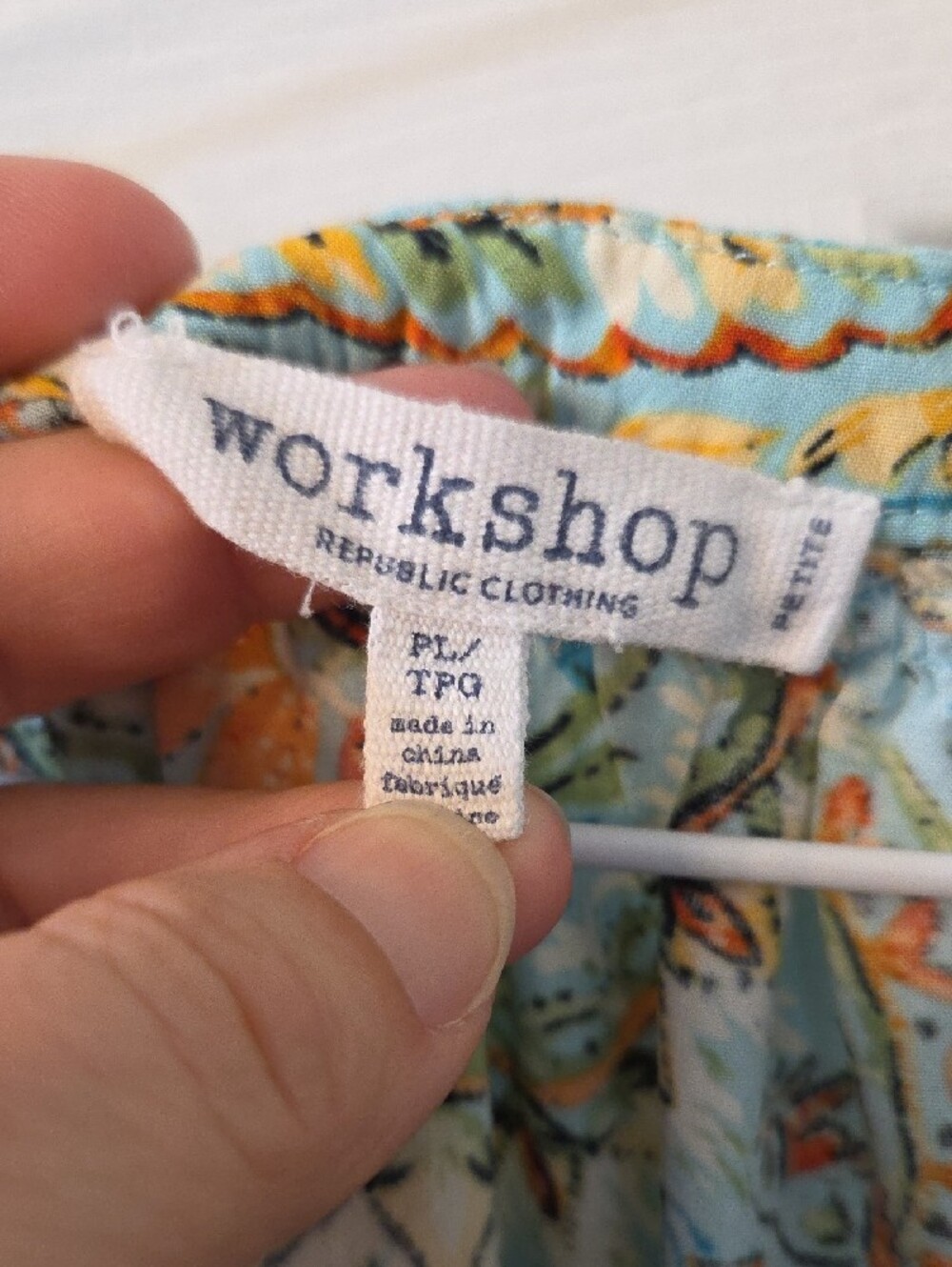 Workshop Republic Clothing Turquoise and Orange Paisley Button-Front Blouse - Picture 2 of 4